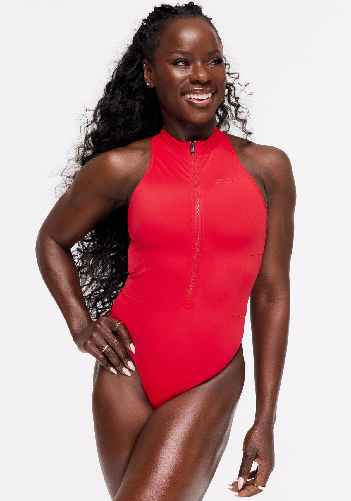 Mock Neck Zip Front One Piece