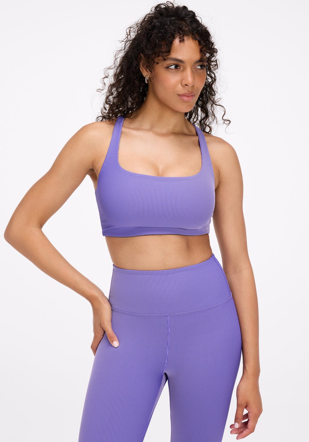 Dual Tone Rib Square Neck Bra